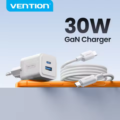 Vention GaN Charger 20W USB C Fast Charger PD3.0 QC3.0 Wall Charger for iPhone 16 15 14 Pro Max Mobi