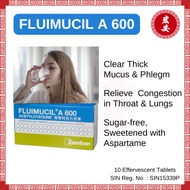 FLUIMUCIL Effervescent Thick Mucus Relieve Congestion in Throat and Lungs Mucolytic Agent 10 Tablet