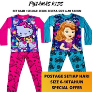 9-14 Baju Kanak Kanak Perempuan Set Seluar Frozen / Baju Tidur Kanak2 Perempuan Hello Kitty Saiz Bes