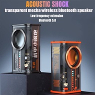 K07 Transparent Mecha Wireless Bluetooth Speaker Small Steel Gun Subwoofer Stereo TWS Bluetooth 5.0 Creative Hands-free Call