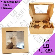 2-4-Cavity Cupcake Box with Window & Matching Tray – White / Brown SQ 4161 SQ4157 SQ 4156 SQ4160