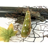 [Disk Crystal] [Everything Safe] Laokeng Ice Waxy Boxwood Green Jade~Safe Bean Carving Pendant JZ-18