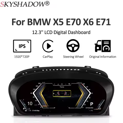 12.3'' Car Anti-glare LCD Dashboard For BMW E70 X5 E71 X6 2006-2013 Speedometer HUD Digital LCD Inst
