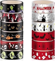 Lasuroa 12pcs Halloween Decorative Tape, Witch, Blood, Skeleton, Ghost, Pumpkin, Bat, Spider Themed 