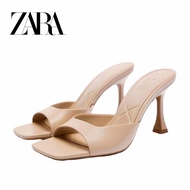 Zara Women's Shoes Beige Sheepskin Elegant High Heel Sandals