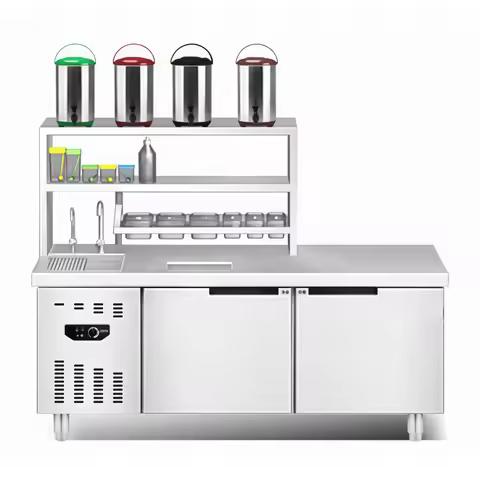 Professional Single-Temperature Direct Cooling Stainless Steel Boba Tea Bar Counter Milk Tea Station
