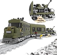 Naniutoy Classic Military Train Toy Building Block Set for Boys Girls Aged 6-12,City Vintage Militar