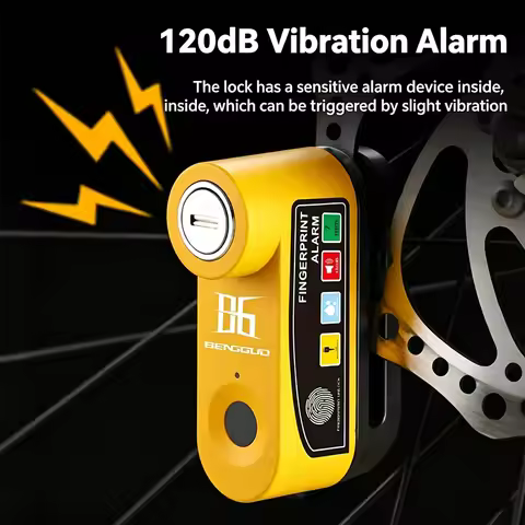 Motorcycle Alarm Disc Brake Lock With Fingerprint Unlock Security Moto Wheel Disk Padlock Waterproof