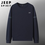 JEEP SPIRIT เสื้อกันหนาวผู้ชายเสื้อยืดแขนยาวขนาดใหญ่รอบคอหลวม Bottoming เสื้อกีฬาเสื้อกันหนาว