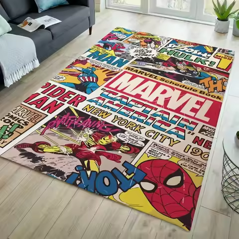MINISO Spiderman Pattern Rug Carpet for Living Room Bathroom Mat Creative Doormat Carpet for Bedroom