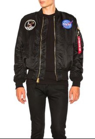🖤ALPHA  MA-1 FLIGHT JACKET 飛行外套 黑 NASA連帽可拆卸兩用飛行外套聯名款外套USA 美版 刺繡 防風 飛行夾克