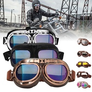 แว่นขี่มอเตอร์ไซต์ย้อนยุคแว่นตาวินเทจมอเตอร์มอเตอร์ไซค์คลาสสิกแว่นตามอเตอร์ไซค์วิบากสำหรับนักบิน Steampunk ATV UTV จักรยานหมวกกันน็อคทองแดง
