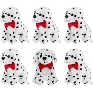 Jiuguva 6 Pcs Anjing Dalmatian Mainan Plush Berbulu Anjing Berbintik Realistik Anak Anjing Plush Lem