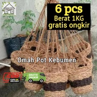 HITAM 6pcs Beautiful Pots Hanging Coconut Coir Combination Black Fiber c2