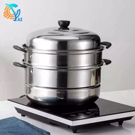 CC.AZ 3 Layer Stainless Steamer (28cm) 3 Layer Steamer Siomai Steamer Stainless Steel Cooking Pot