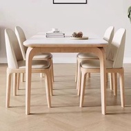 Carpenter - 實木岩板餐枱餐椅組合北歐長方形原木簡約小戶型飯枱120CM（1枱4椅）
