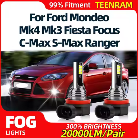 2PCS H8 H9 H11 LED Fog Light 20000LM Canbus No Error Fog Lamp 12V For Ford Mondeo Mk4 Mk3 Fiesta Foc