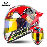 SOMAN Motorcycle Racing Helmet Warm Noise Reduction Racing Helmet Men Women Unique Four Seasons F1