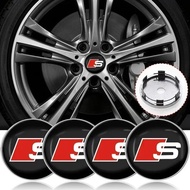 4pcs 60mm Car Wheel Center Hub Cap Rim Cover Emblem Sticker For Audi sline A4 B5 B8 8P 8V 8L A6 C7 4