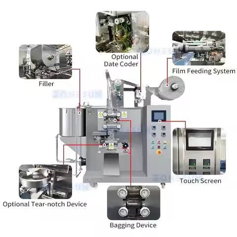 ZONESUN Automatic Sachet Mockup Packaging Machine VFFS Bagger Sauce Pouch Bag Paste Filling and Seal