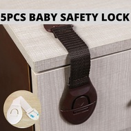 5 PCS Drawer Safety Locks Baby Kids Straps Fridge Door Cupboard Lock
