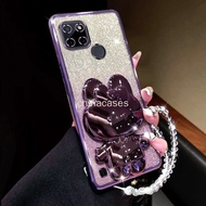 Casing Realme C21 C21Y C25Y Phone case with rabbit mirror bracket and anti drop Crystal lanyard