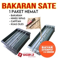 Grilled Fish Satay Corn Sausage BBQ Tool Grill Mat 1 Package Of Hihid Bamboo Fan And Stainless Capit