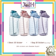 2000ml Reminder water bottle with straw scale big bottle 2Liter gym bottle sport water bottles