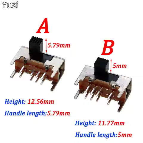 10 Pieces Panel PCB 8 Pin 3 Position 2P3T DP3T Slide Switch Side Knob Straight Foot Switch Handle To