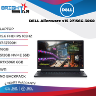 LAPTOP DELL Alienware x15 27156G-3060 (15.6 FHD IPS 165HZ / I7-12700H / 16GB / 512GB NVME SSD / NVIDIA RTX3060 6GB / W11 / 2Y OS / NO BAG / LUNAR LIGHT / HNAX15R20001MY)