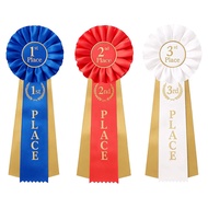 yunhaoSK-Satin Rosette Award Ribbons 1st 2nd 3rd 3 PCS Participation Winner Victory Awards