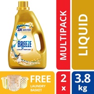 Breeze Detergent Liquid Luxury Perfume 3.8KG 2 Bottles (Free Laundry Basket)