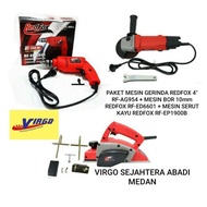 (BISA FAKTUR) PAKET MESIN GERINDA 4" REDFOX RF-AG954 + BOR 10MM REDFOX