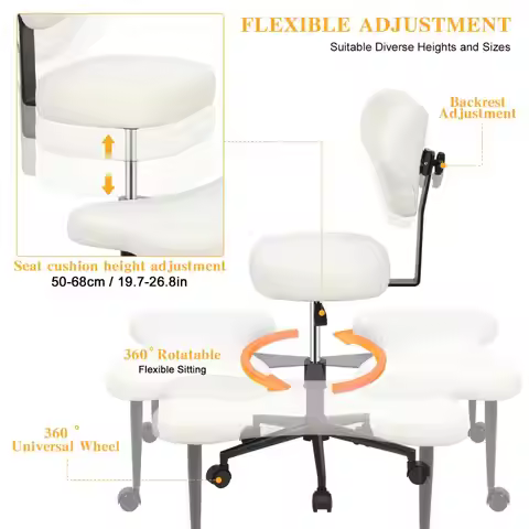 Yoga Chair Meditation ,Chair with Back Support Cross Legged Office Chair with Wheels Desk Chair Adju