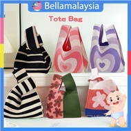 Bella Candy Color Knit Handbag Premium Quality Reusable Grocery Bag Cute Casual Korean Style Tote Ba