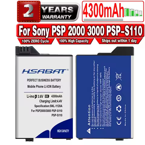 HSABAT 4300mAh Battery for Sony PSP 2000 3000 PSP2000 PSP3000 PSP-S110 Console Gamepad PlayStation P