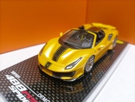 DF 1 43 Ferrari 488 Pista Spider Convertible Version Supercar Resin Model Metallic Yellow