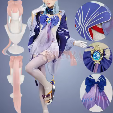 Kokomi Cosplay Costume Wig Pink Hair Game Sangonomiya Kokomi Cosplay Women Dress Shoes for Role Play