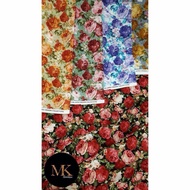 Kain Katun Jepang Motif Bunga Merah Rose Pink Mawar Sakura Bahan Japan