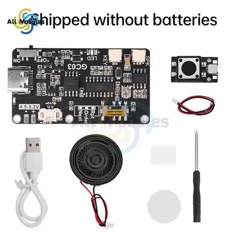 GC03 Recordable Sound Module 8M MP3 Button Control Music Voice Player with Speaker for DIY Greeting 