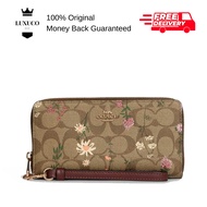 [Luxuco] Coach Long Zip Around Women Long Wallet In Signature Canvas With Wildflower Print C8736