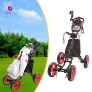Baosity Lightweight Aluminum Golf Push Cart Quick Fold 4 Wheel Trolley Cart with Foot Brake for Golf