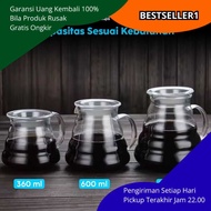 V60 Borosilicate Glass Pour Over Coffee Server with Silicone Lid 360ml 600ml 800ml, Heat Resistant, 