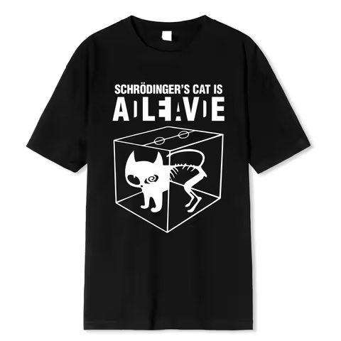 Men's T-shirt Top Quality 100% cotton Schrodinger's Cat Print Short Sleeve men T shirt Casual The Bi
