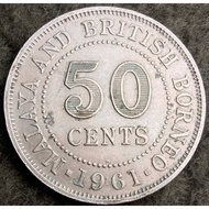 MALAYA & BRITISH BORNEO 50 CENTS 1961H EXTREMELY FINE