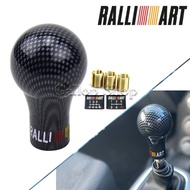 RALLIART Universal 5/6 Speed Auto Gear Shift Knob Carbon Look Car Manual Transmission (MT) for Mitsu