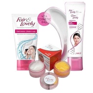 Paket Glowing 5in1 Fair &amp; Lovely Plus Serum Whitening - Facial Foam - Pelembab - Cream Siang Malam Fair &amp; Lovely dan Serum Hanasui Gold Whitening Original Bpom