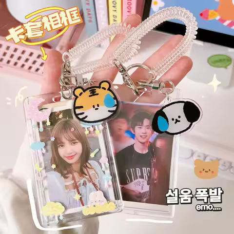 Transparent Acrylic Photocard Holder 4 Inch Kpop Album Photocard Kawaii Bus Card Id Holder Pendant K