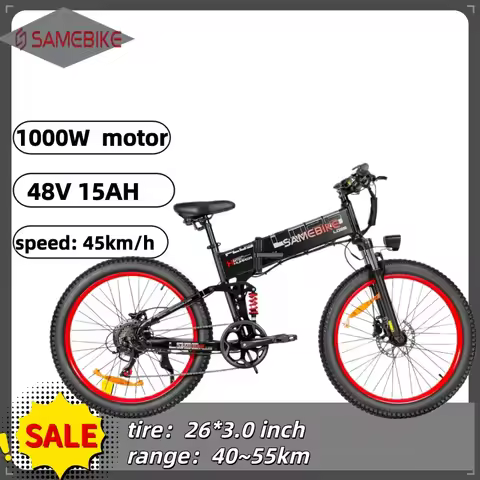 Samebike LO26 PLUS Foldable Electric Bike 48V 15Ah Battery 1000W Motor e bike 45km/h 26 inch tire Ci