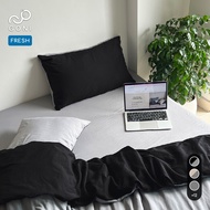 GONI FRESH duvet cover set in Black and Gray - Elastic bed sheets 4-25cm high, sizes 1m, 1m2, 1m4, 1